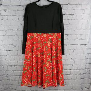 Women's Plus Christmas Theme Long Sleeve Dress